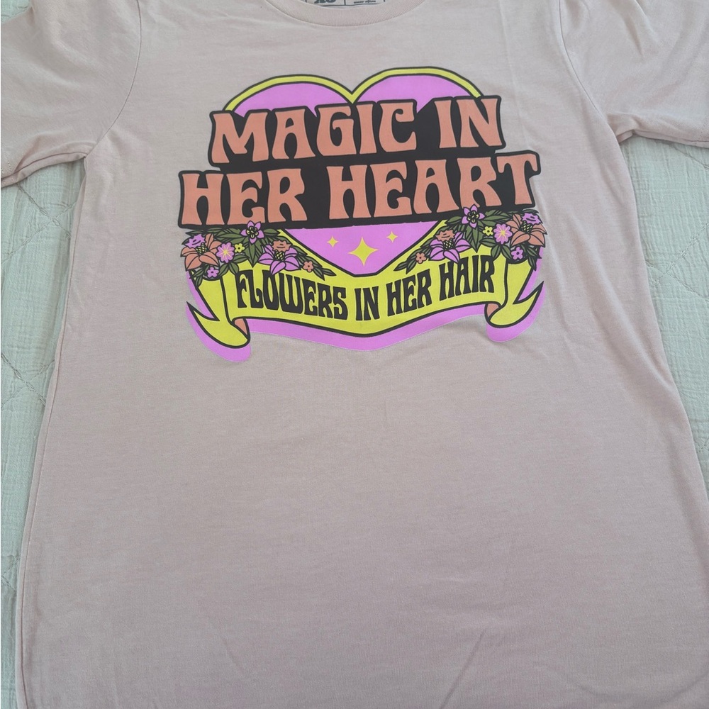 Pink Graphic Tee with Heart Design